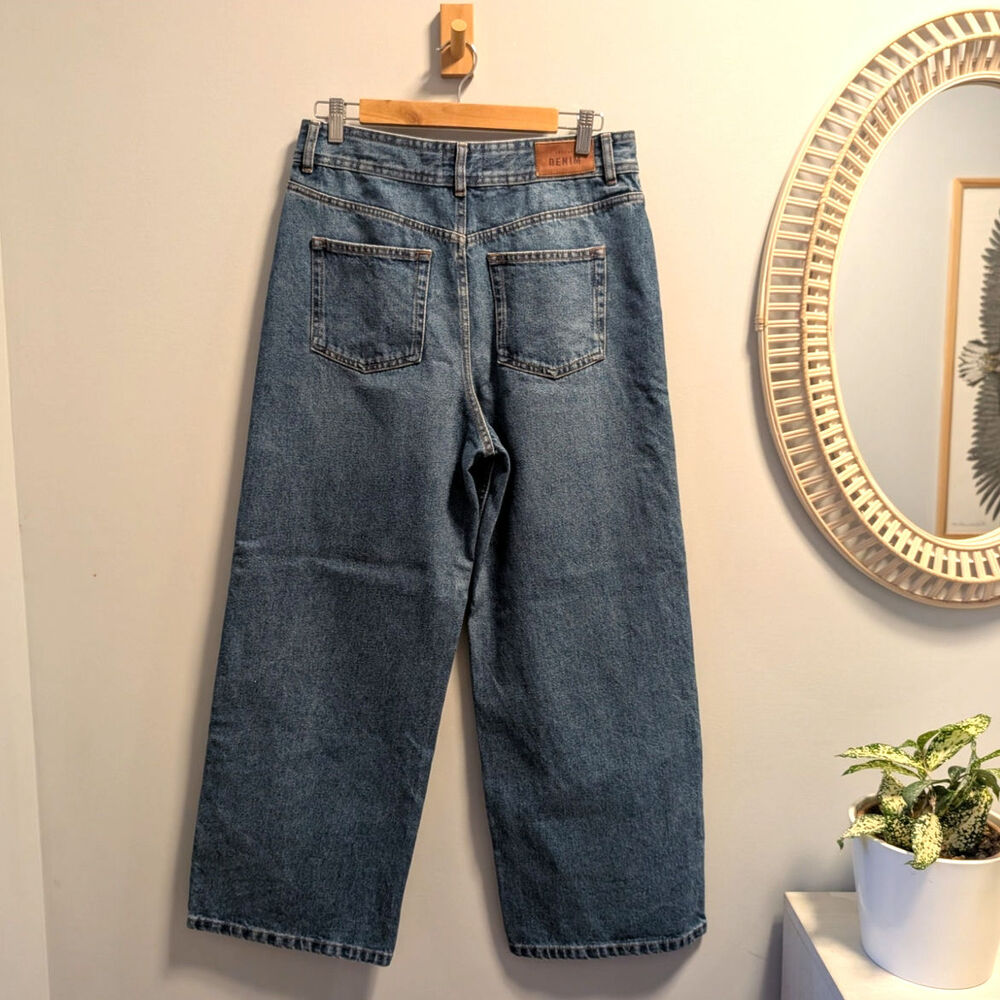 SEZANE Le Crop Wide Leg Ankle Length Jeans Denim Blue, size FR 40/US 8, EUC - Picture 3 of 12
